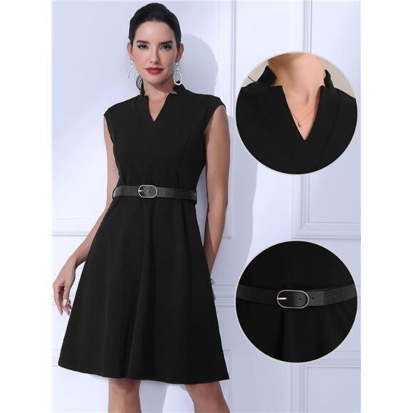 Women's Fit and Flare Dresses Black - Picture 2 of 5